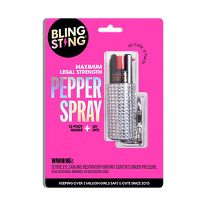 Bling Sting Rhinestone Studded Pepper Spray Silver