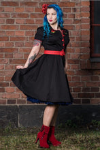 Load image into Gallery viewer, Dolly &amp; Dotty Sherry Red Rose Embroidered Shirt Dress Black