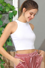 Load image into Gallery viewer, Ribbed High Neck Racerback Cropped Tank Top White