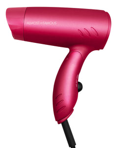 Almost Famous Mighty AF Scarlet Mini Travel Hair Dryer Red w/Rose Gold Iridescent Bag