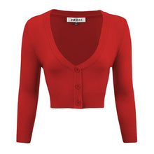 Load image into Gallery viewer, MAK Cropped Cardigan Red