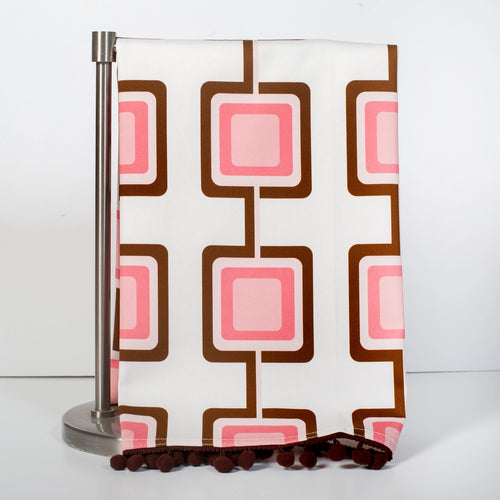 Mod Lounge Paper Company Mid Century Modern Retro Square Tea Towel Pink