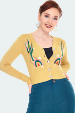 Load image into Gallery viewer, Voodoo Vixen Tina Cactus Rainbow Cardigan Mustard