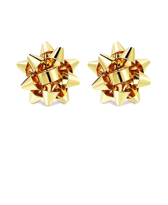 Christmas Bow Stud Earrings Gold