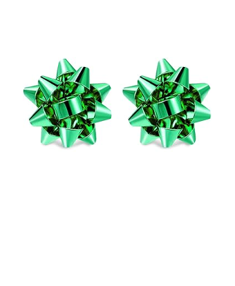 Christmas Bow Stud Earrings Green