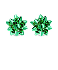 Christmas Bow Stud Earrings Green