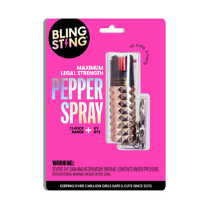 Bling Sting Metallic Studded Pepper Spray Rose Gold