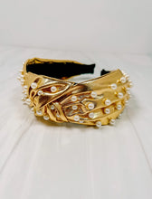 Load image into Gallery viewer, Abbie Metallic Gold Pearl Headband