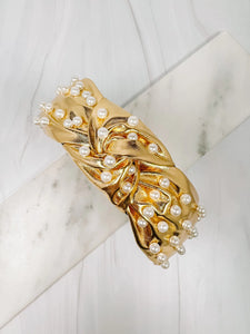 Abbie Metallic Gold Pearl Headband