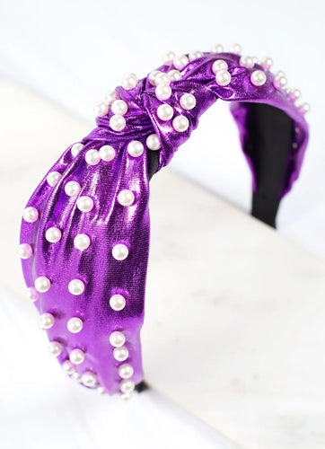 Abbie Metallic Purple Pearl Headband