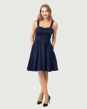 Load image into Gallery viewer, Eva Rose Fit &amp; Flare Tie Back Dress Navy