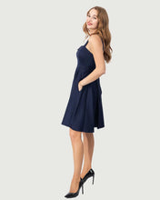 Load image into Gallery viewer, Eva Rose Fit &amp; Flare Tie Back Dress Navy