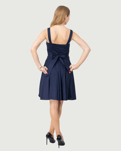 Eva Rose Fit & Flare Tie Back Dress Navy