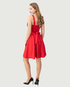 Eva Rose Fit & Flare Tie Back Dress Red