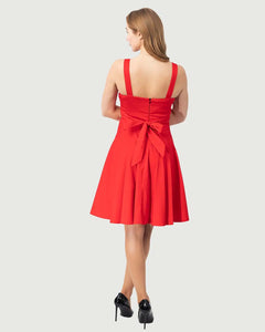 Eva Rose Fit & Flare Tie Back Dress Red