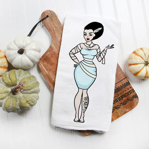 Bride of Frank Girl w/Tattoos Halloween Kitchen Towel