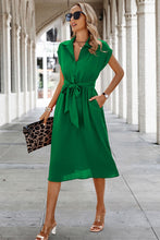 Load image into Gallery viewer, Button Down Wide Sleeve Shirt Dress Green
