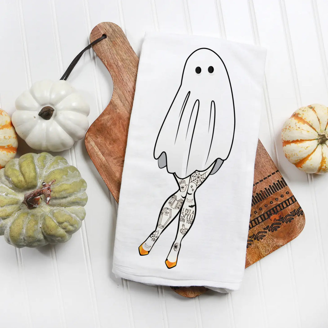 Ghost Girl w/Tattoos Halloween Kitchen Towel