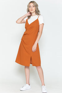 Persimmon Side Ruched Dress Rust