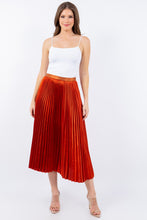 Load image into Gallery viewer, Satin Pleated Midi Skirt Rust