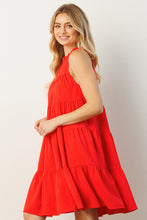 Load image into Gallery viewer, Tiered Ruffle Trim Halter Dress Tangerine