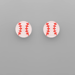 Baseball Gameday Glitter Acrylic Studs Red/White