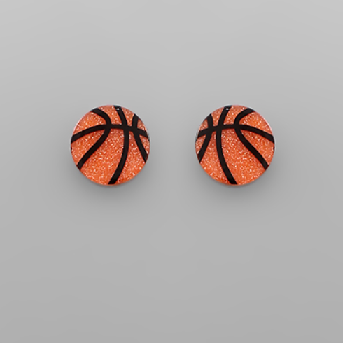 Basketball Gameday Glitter Acrylic Studs Black/Orange