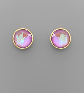 Bling Gold Circle Earrings Lavender