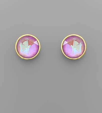 Bling Gold Circle Earrings Lavender