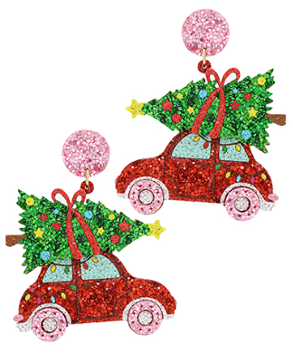 Christmas Tree Car Green/Pink/Red