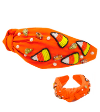 Load image into Gallery viewer, Halloween Candy Corn Seed Bead Headband Orange