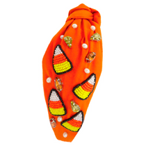 Load image into Gallery viewer, Halloween Candy Corn Seed Bead Headband Orange