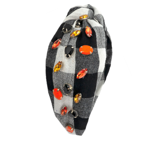 Fall Bling Gingham Headband Black & White