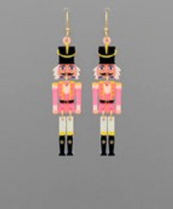 Nutcracker Acrylic Drop Earrings Pink