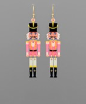 Nutcracker Acrylic Drop Earrings Pink