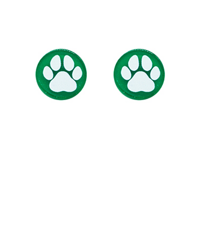 Paw Print Gameday Glitter Acrylic Studs Green