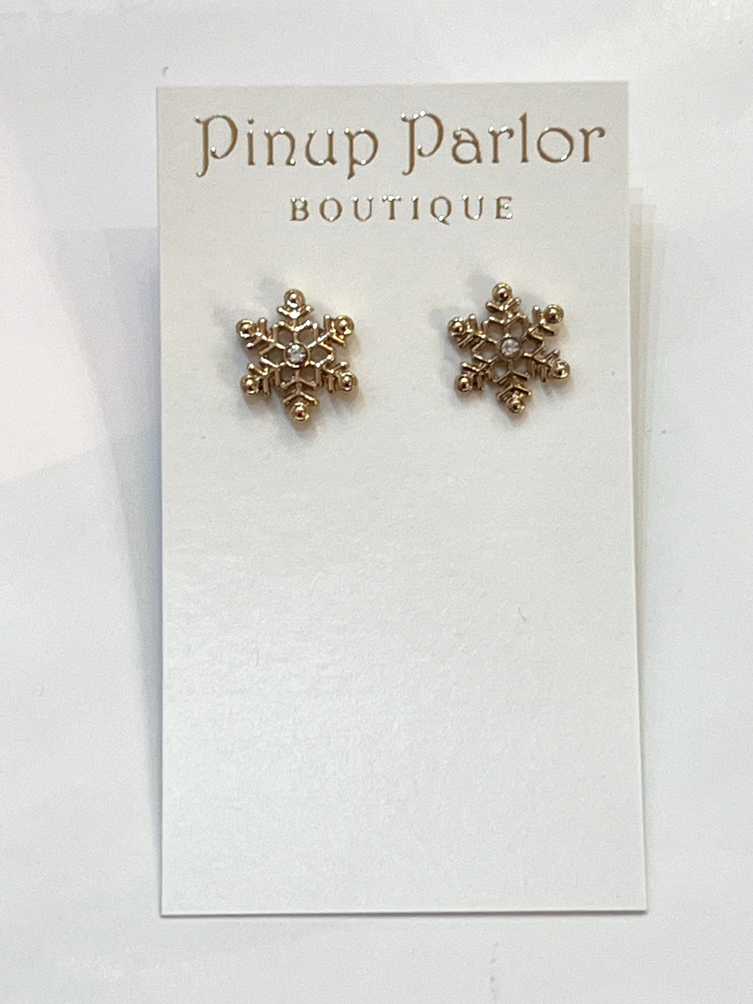 Pointed Snowflake Stud Earrings Gold
