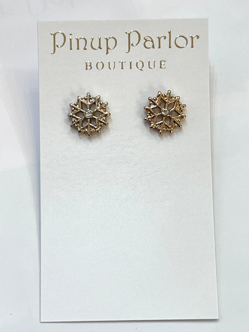 Rounded Snowflake Stud Earrings Gold