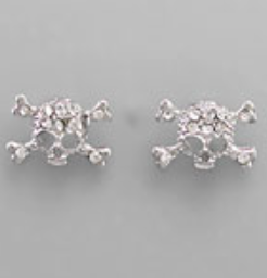 Skull Crystal Earrings Silver