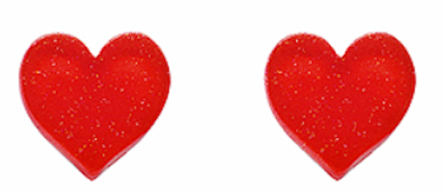 Small Acrylic Glitter Heart Stud Earrings Red