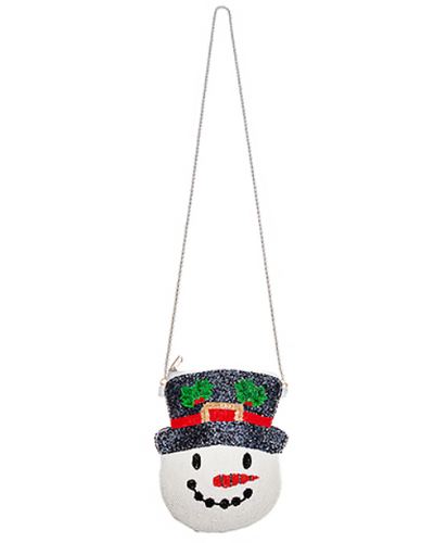 Snowman Seed Bead Beaded Crossbody Purse