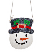 Load image into Gallery viewer, Snowman Seed Bead Beaded Crossbody Purse