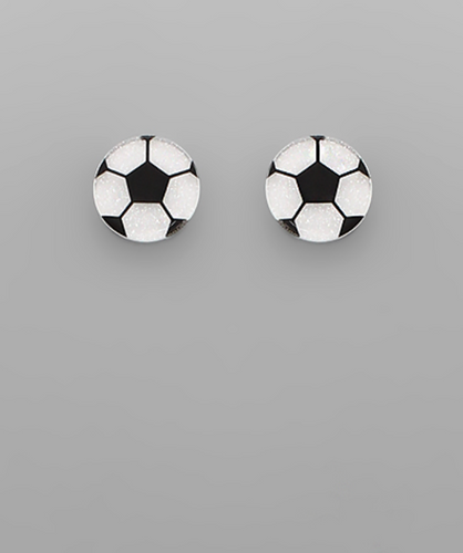 Soccer Gameday Glitter Acrylic Studs Black/White