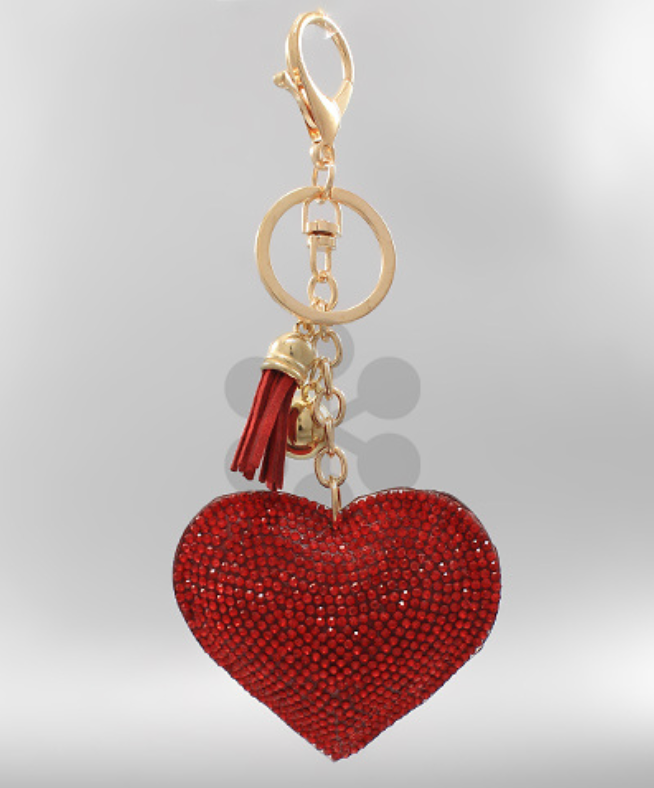 Valentine's Heart Bling Keychain Red
