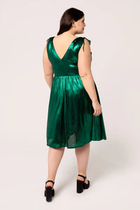 Hell Bunny Gigi Midi Dress Metallic Green