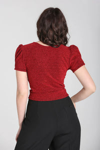 Hell Bunny Loco Motion Lurex Top Red