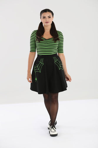 Hell Bunny Miss Muffet Mini Skirt Black/Neon Green