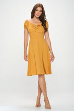 Load image into Gallery viewer, Polka Dot Ruched Front Dress Mustard