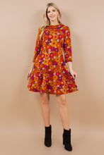 Load image into Gallery viewer, Retro Floral Tunic Dress Orange/Pink/Plum/Rust