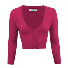 Load image into Gallery viewer, MAK Cropped Cardigan Magenta